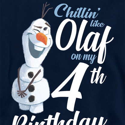 Black - Pack Shot - Frozen Childrens-Kids Chillin Like Olaf 4th Birthday Pullover Hoodie