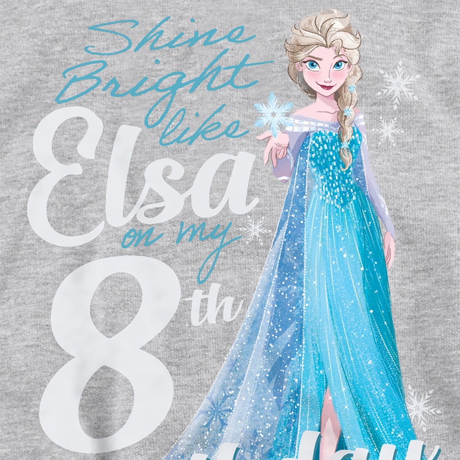 Athletic Heather - Side - Frozen Childrens-Kids Bright Like Elsa Heather 8th Birthday Pullover Hoodie