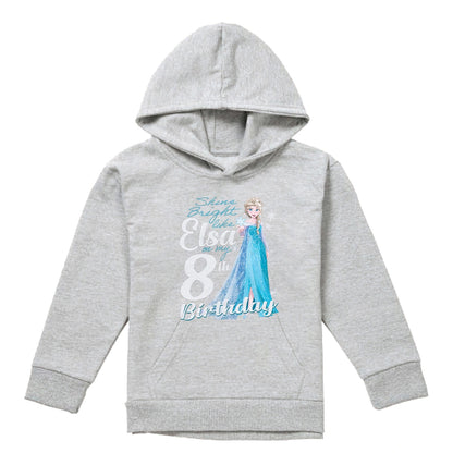 Athletic Heather - Front - Frozen Childrens-Kids Bright Like Elsa Heather 8th Birthday Pullover Hoodie