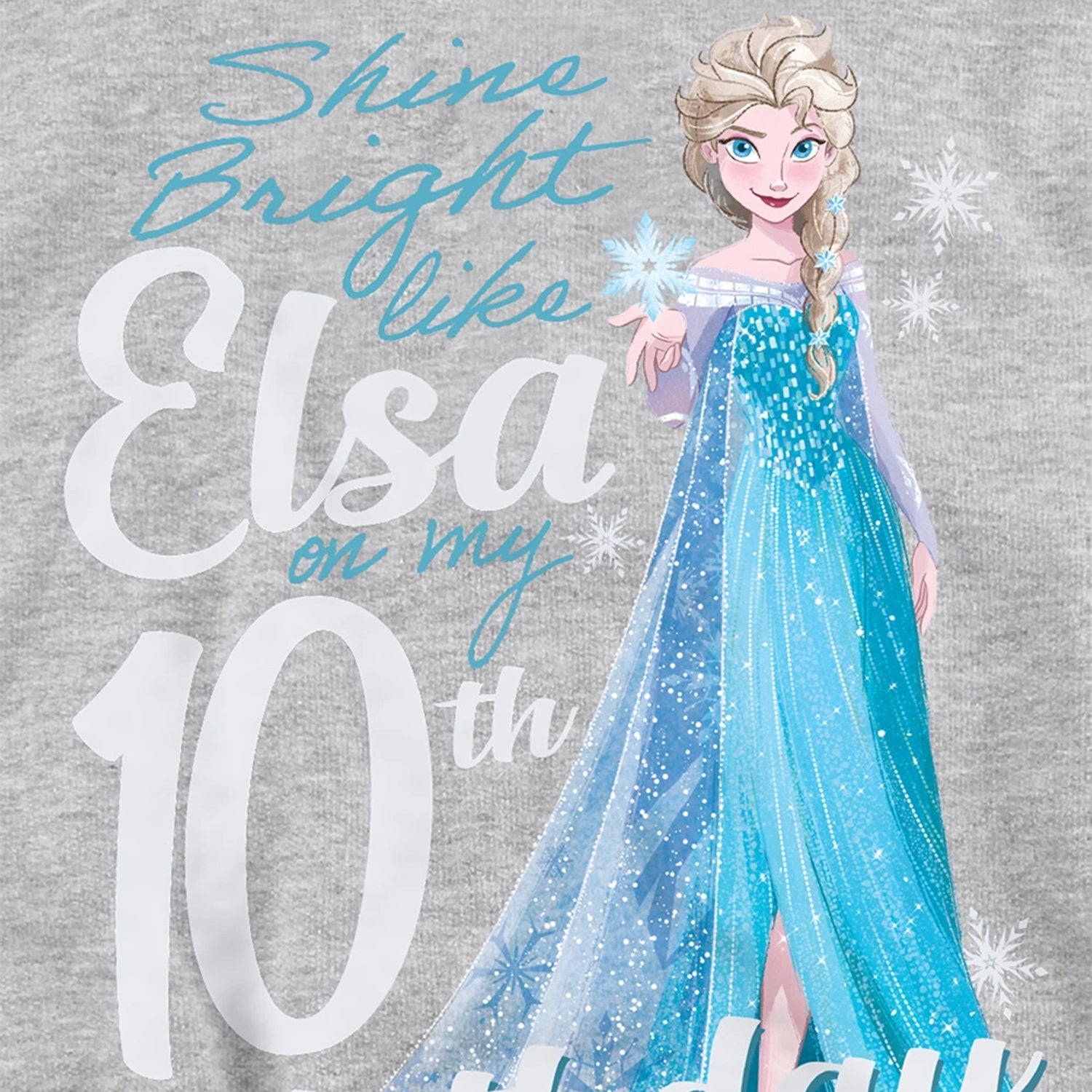 Athletic Heather - Side - Frozen Childrens-Kids Bright Like Elsa Heather 10th Birthday Pullover Hoodie