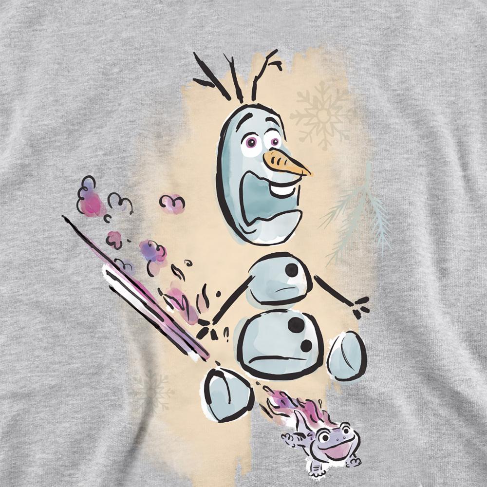 Athletic Heather - Side - Frozen Childrens-Kids Fire It Up Olaf & Bruni Heather Pullover Hoodie