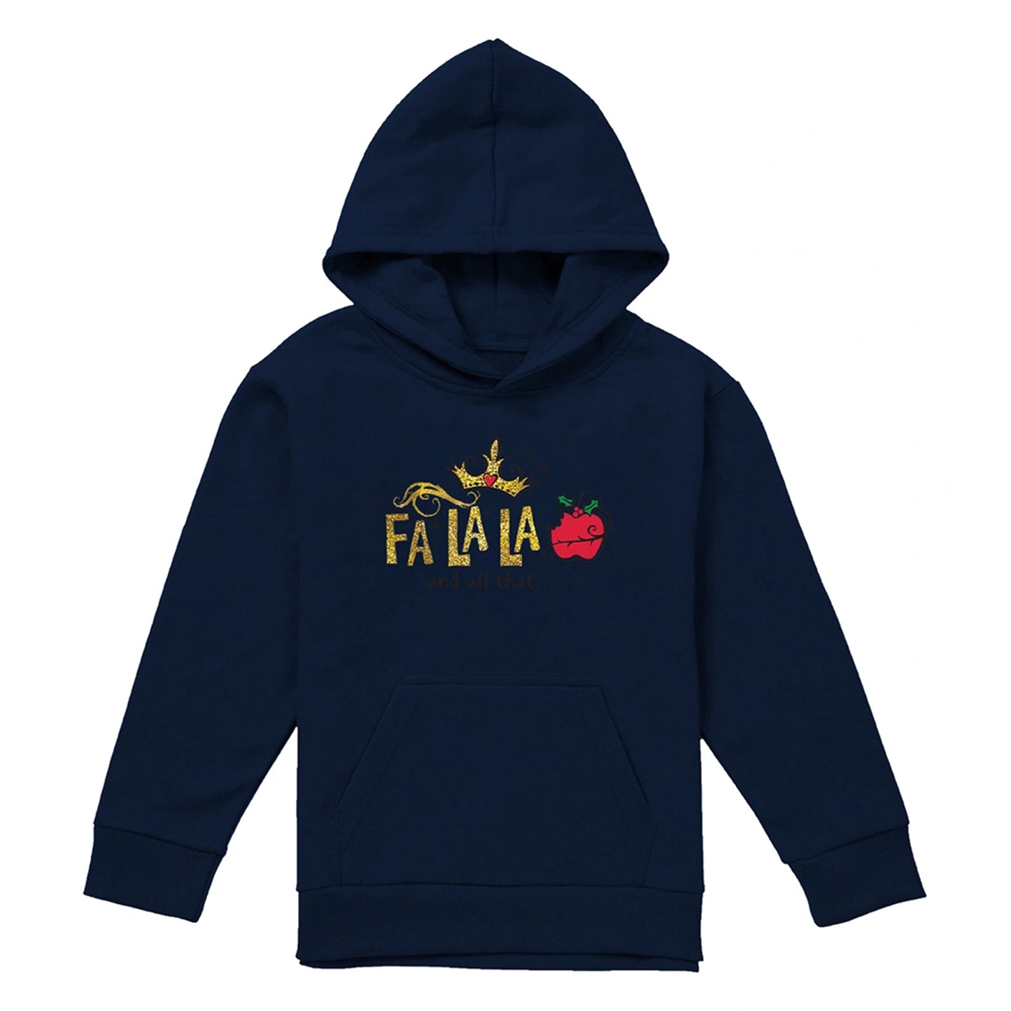 Navy - Front - Snow White Childrens-Kids Fa La La And All That Sparkle Christmas Hoodie