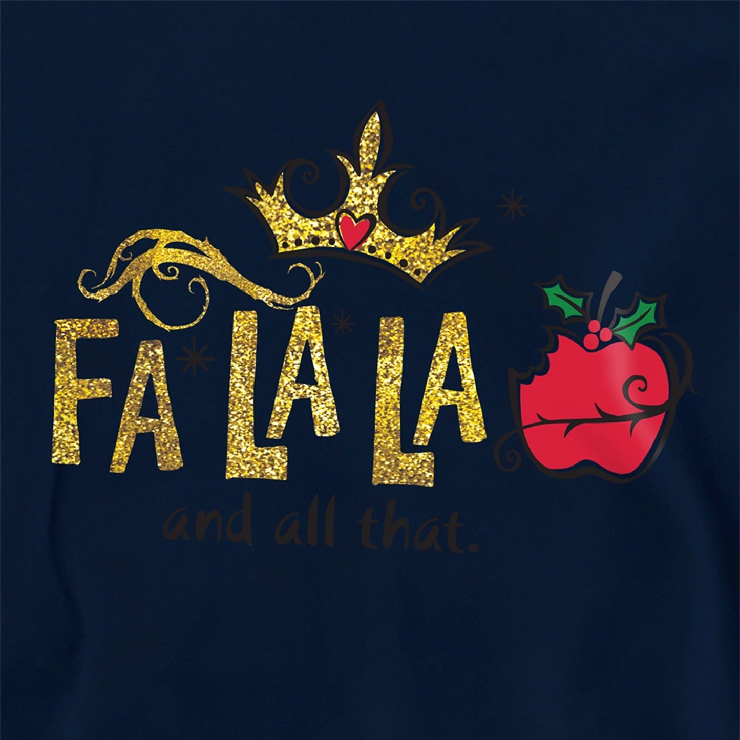 Navy - Side - Snow White Childrens-Kids Fa La La And All That Sparkle Christmas Hoodie
