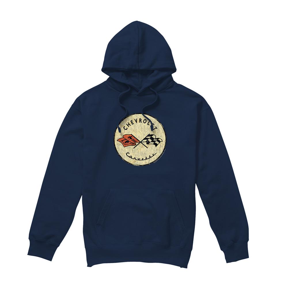 Navy - Front - Chevrolet Unisex Adult Old Vette Hoodie