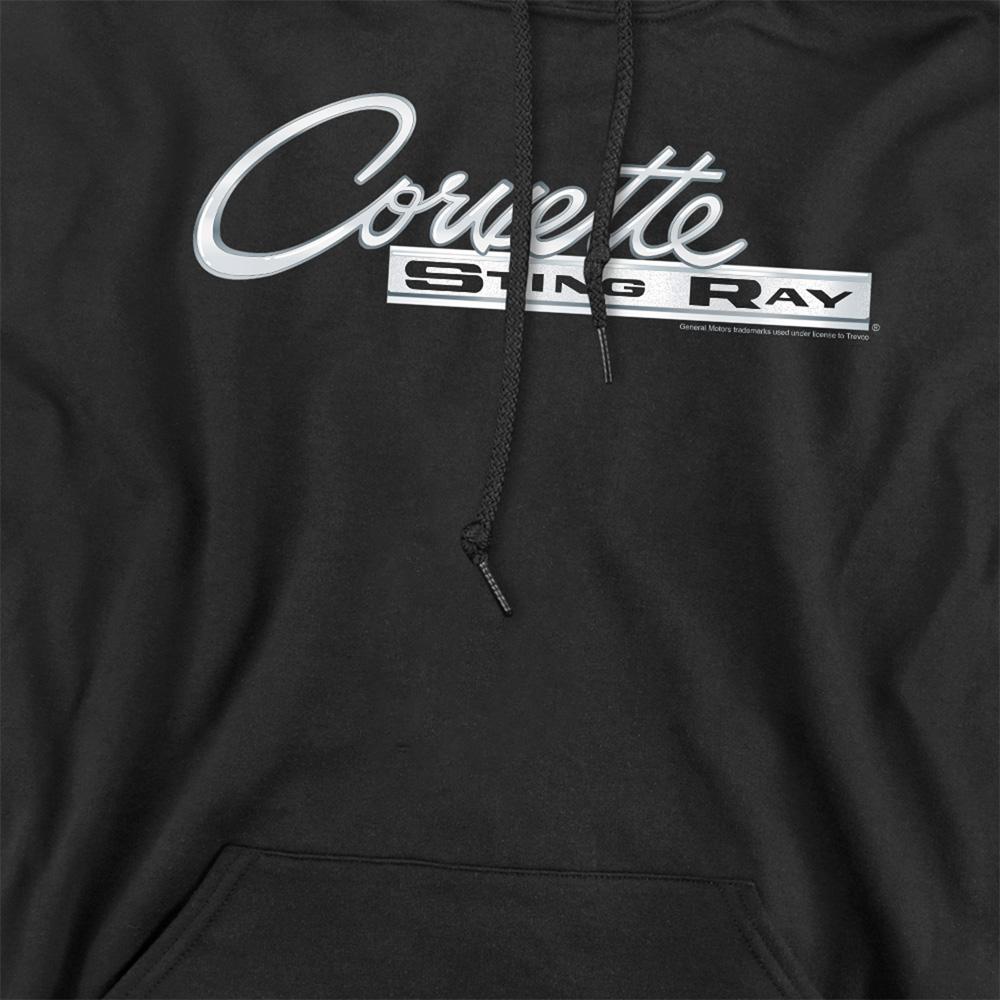 Black - Side - Chevrolet Unisex Adult Chrome Stingray Logo Hoodie
