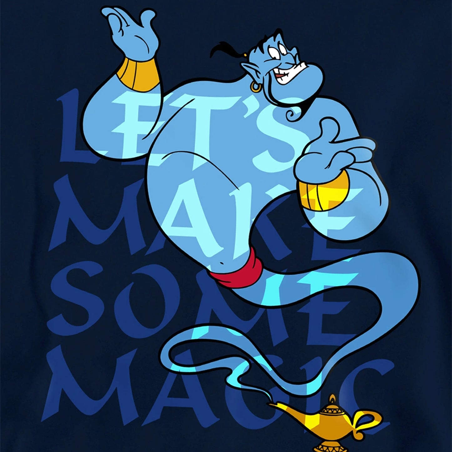 Navy - Side - Aladdin Childrens-Kids Let´s Make Some Magic Genie Pullover Hoodie
