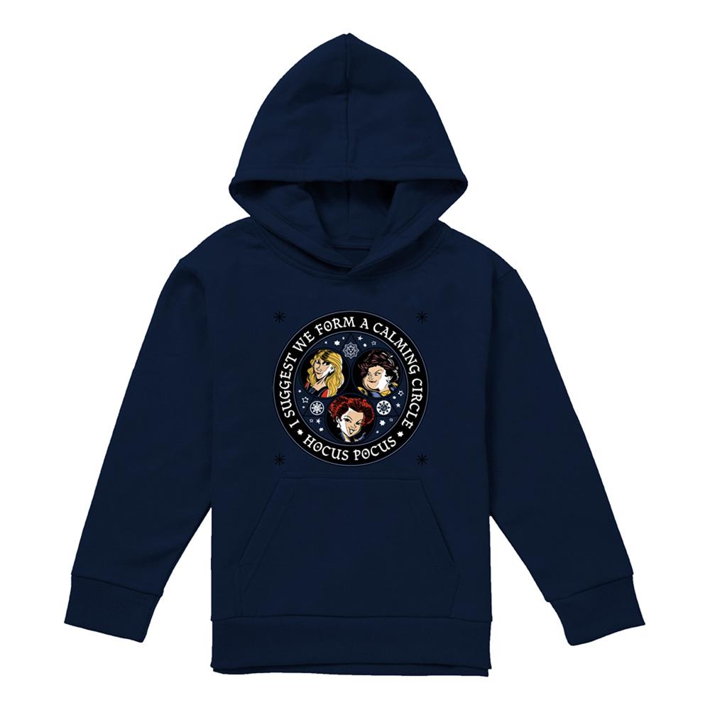 Navy - Front - Hocus Pocus Childrens-Kids Form A Calming Circle Sanderson Sisters Hoodie