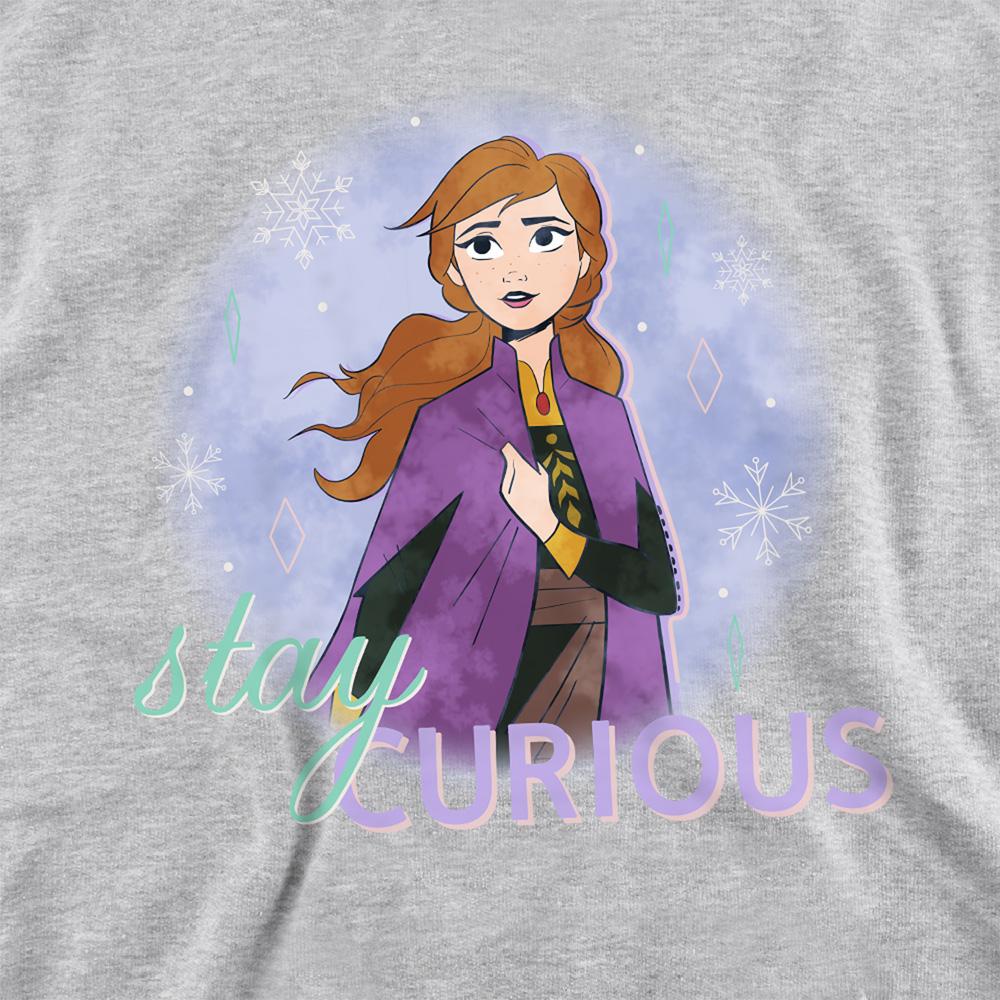 Athletic Heather - Side - Frozen Childrens-Kids Stay Curious Anna Heather Pullover Hoodie
