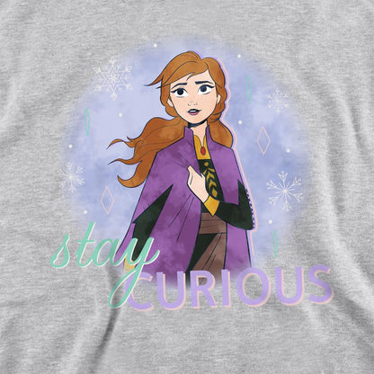 Athletic Heather - Side - Frozen Childrens-Kids Stay Curious Anna Heather Pullover Hoodie