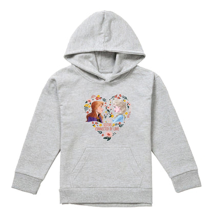 Athletic Heather - Front - Frozen Childrens-Kids Sisters Connected By Love Elsa & Anna Heather Pullover Hoodie