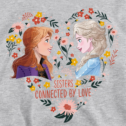 Athletic Heather - Side - Frozen Childrens-Kids Sisters Connected By Love Elsa & Anna Heather Pullover Hoodie