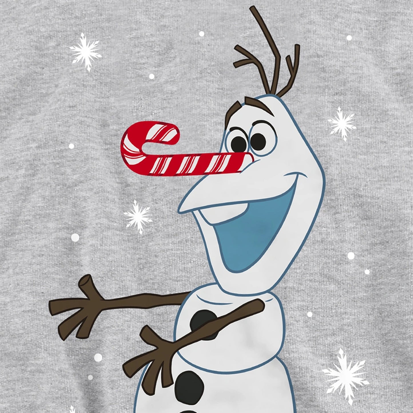 Athletic Heather - Side - Frozen Childrens-Kids Olaf Candy Cane Heather Christmas Pullover Hoodie