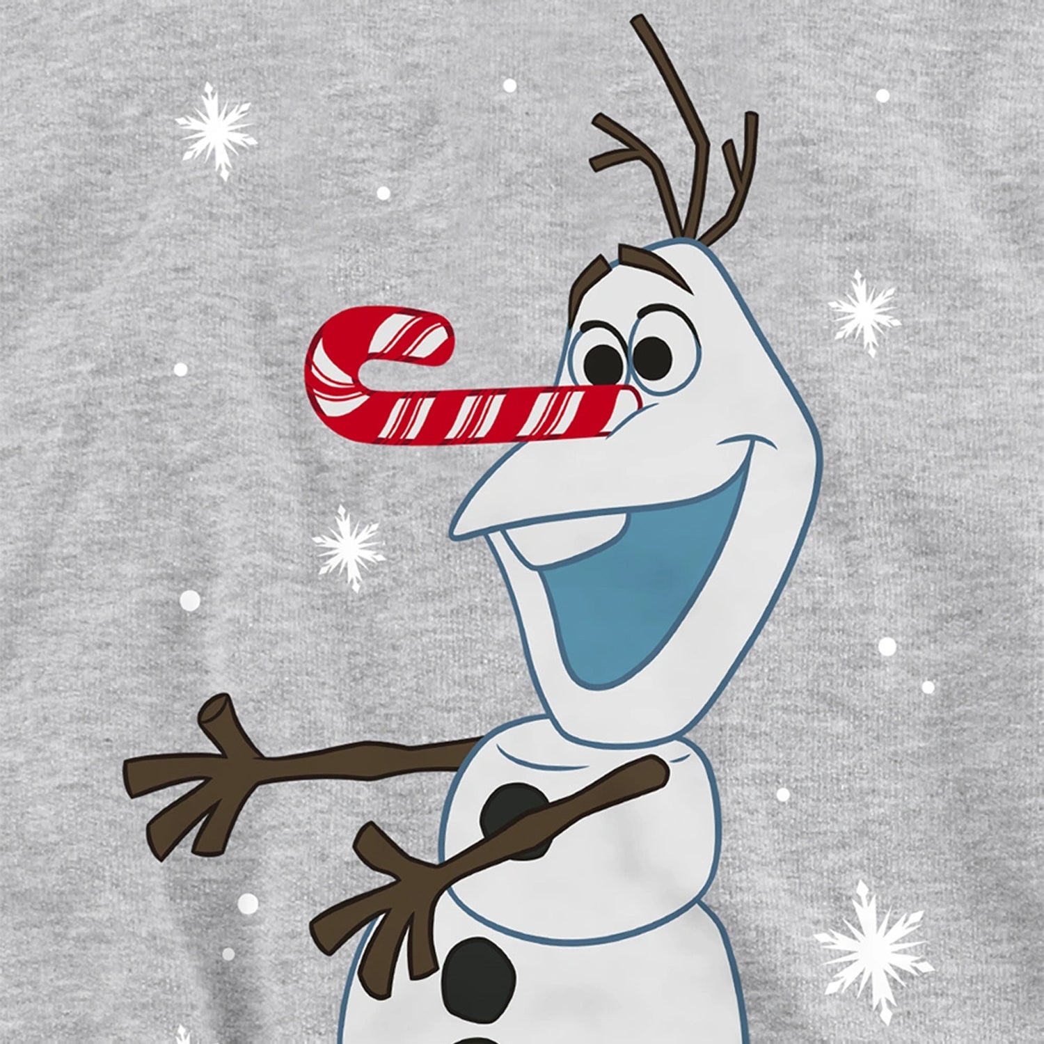 Athletic Heather - Side - Frozen Childrens-Kids Olaf Candy Cane Heather Christmas Pullover Hoodie