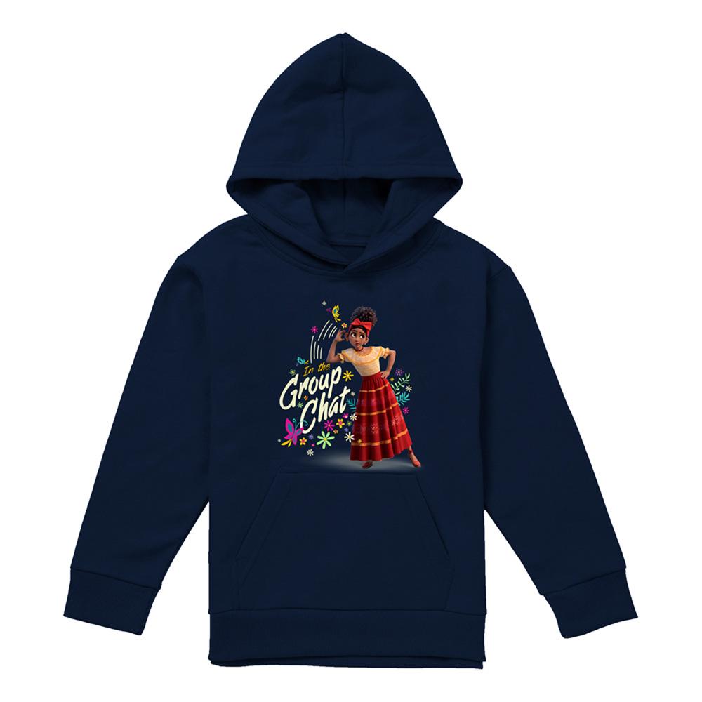 Navy - Front - Encanto Childrens-Kids In The Group Chat Dolores Hoodie