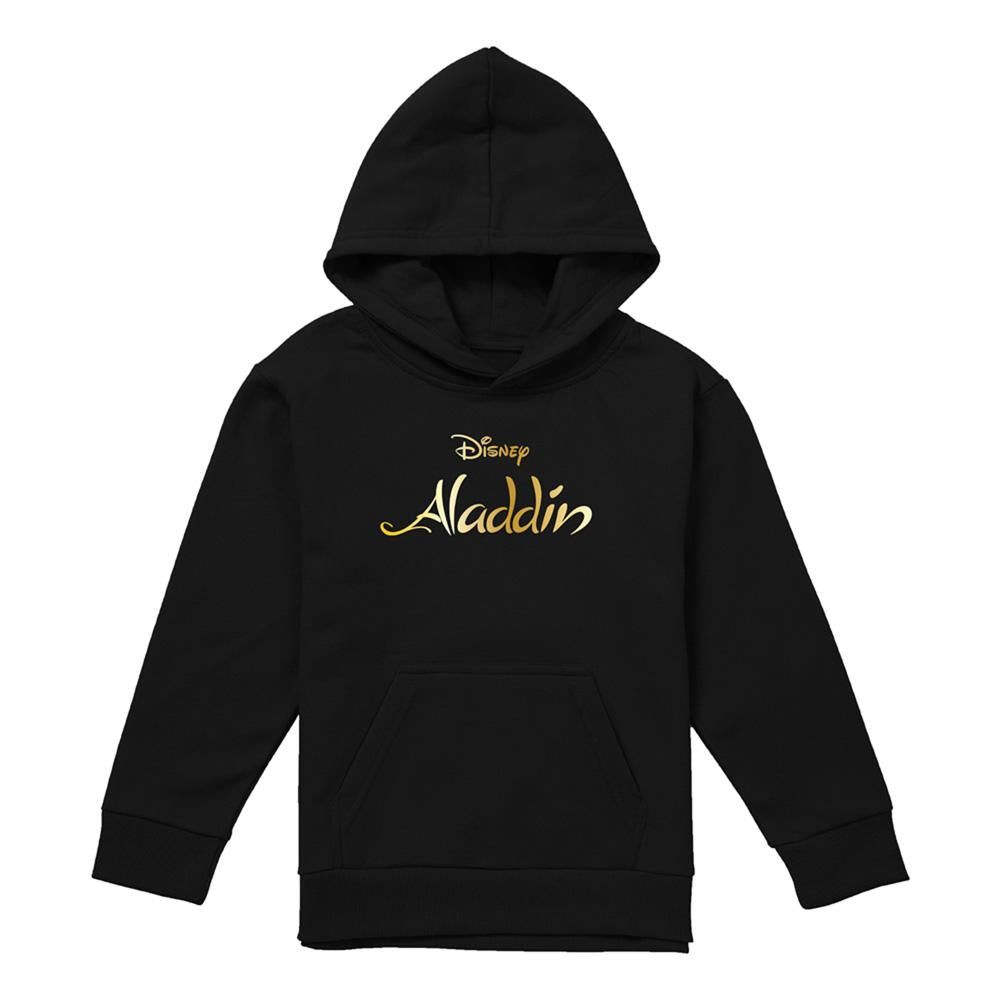 Black - Front - Aladdin Childrens-Kids Logo Pullover Hoodie