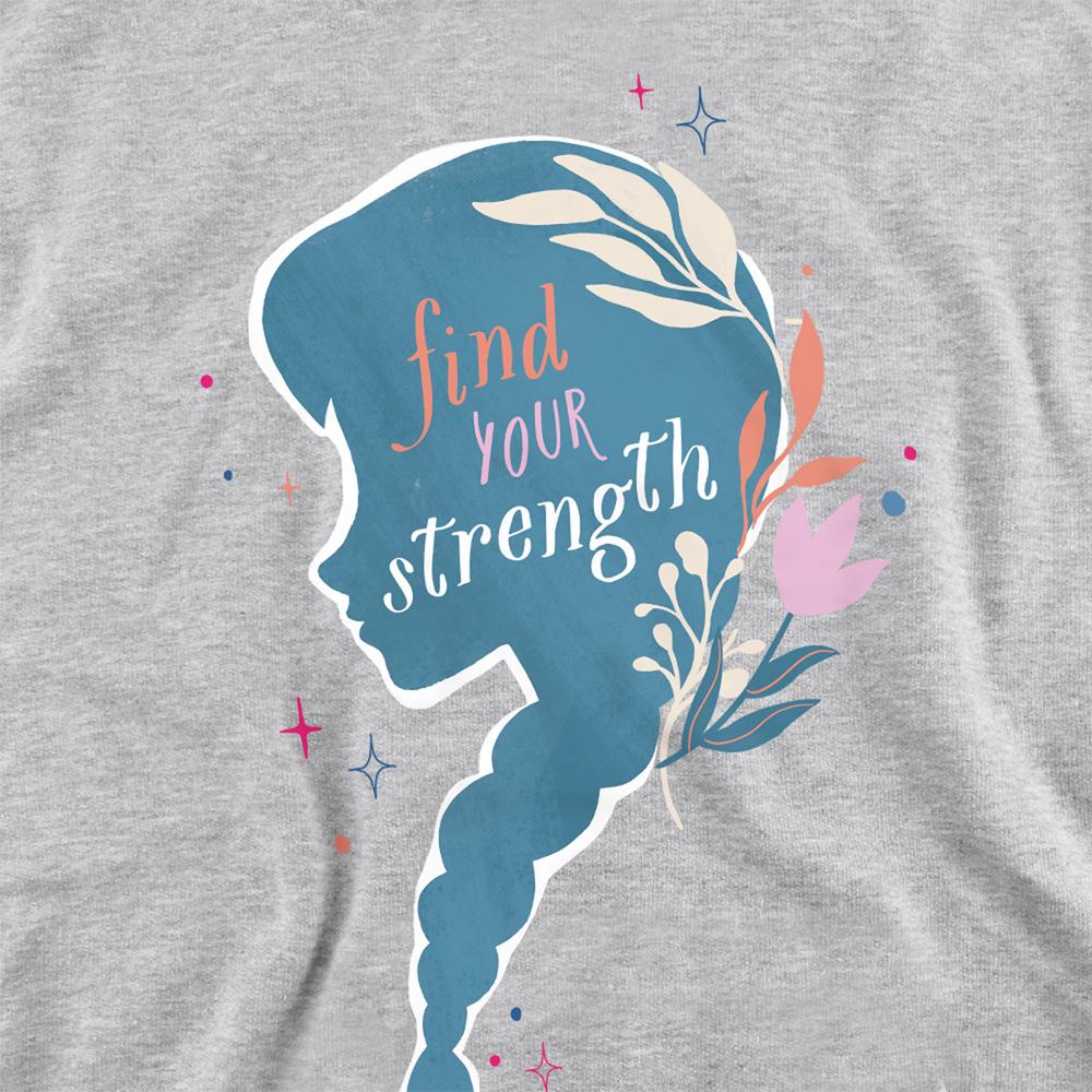 Athletic Heather - Back - Frozen Childrens-Kids Find Your Strength Anna Silhouette Heather Pullover Hoodie