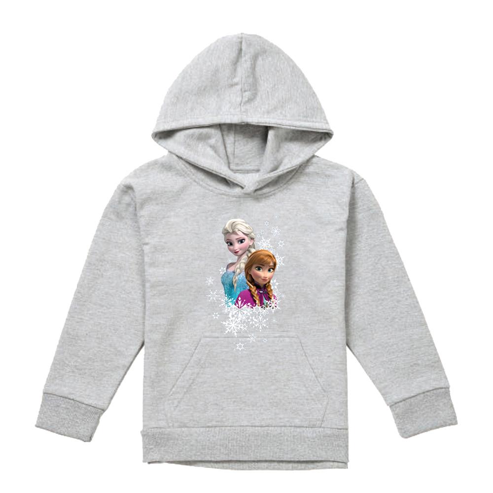 Athletic Heather - Front - Frozen Childrens-Kids Elsa & Anna Snowflake Portrait Heather Pullover Hoodie