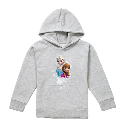 Athletic Heather - Front - Frozen Childrens-Kids Elsa & Anna Snowflake Portrait Heather Pullover Hoodie