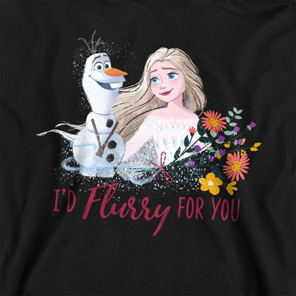 Navy - Back - Frozen Childrens-Kids I´d Flurry For You Elsa & Olaf Valentine`s Day Pullover Hoodie