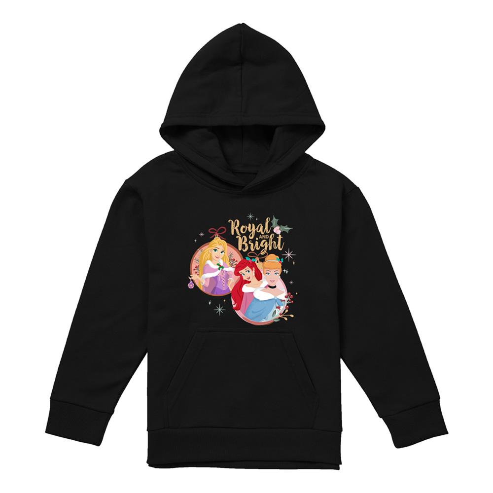 Athletic Heather - Front - Disney Princess Childrens-Kids Royal And Bright Heather Christmas Hoodie