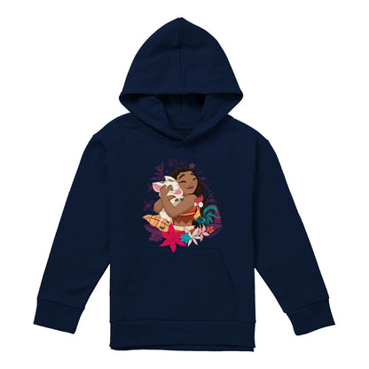 Navy - Front - Moana Childrens-Kids Pua & Hei Hei Love Hoodie