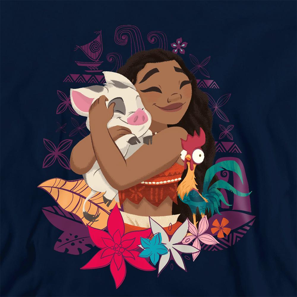Navy - Back - Moana Childrens-Kids Pua & Hei Hei Love Hoodie