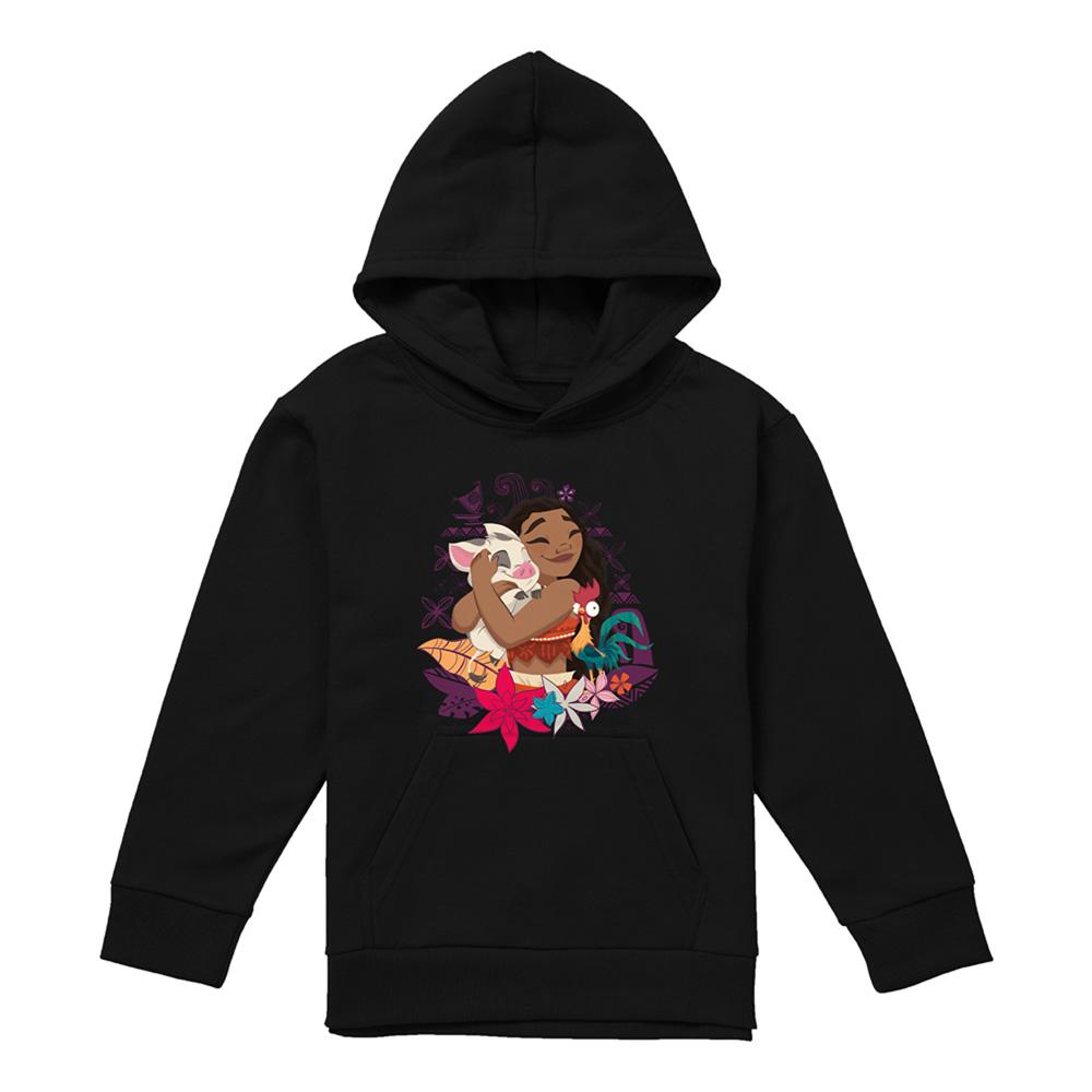 Black - Front - Moana Childrens-Kids Pua & Hei Hei Love Hoodie