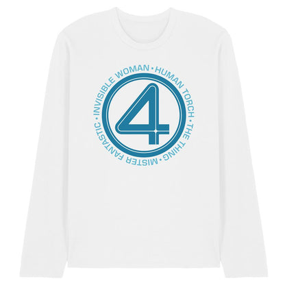 White - Back - Fantastic Four Unisex Adult Superhero Team Long-Sleeved T-Shirt