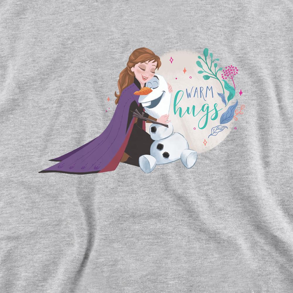Athletic Heather - Back - Frozen Childrens-Kids Like Warm Hugs Anna And Olaf Heather Pullover Hoodie