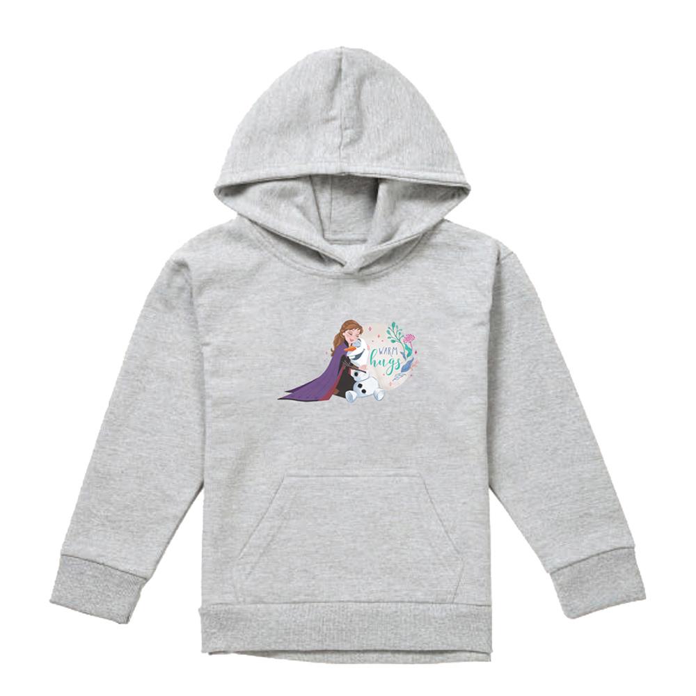 Athletic Heather - Front - Frozen Childrens-Kids Like Warm Hugs Anna And Olaf Heather Pullover Hoodie