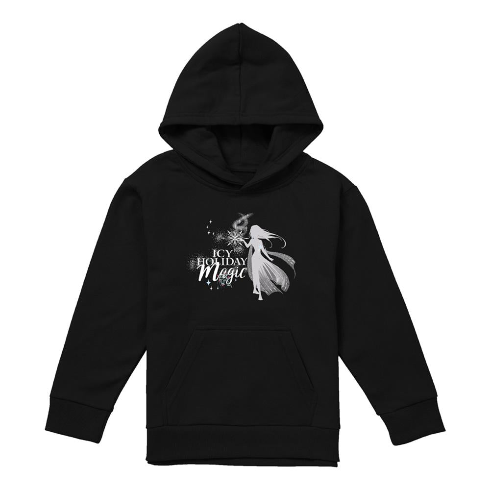 Navy - Front - Frozen Childrens-Kids Icy Holiday Magic Elsa Christmas Pullover Hoodie
