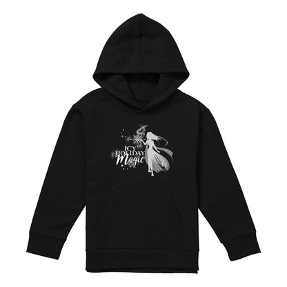Navy - Front - Frozen Childrens-Kids Icy Holiday Magic Elsa Christmas Pullover Hoodie