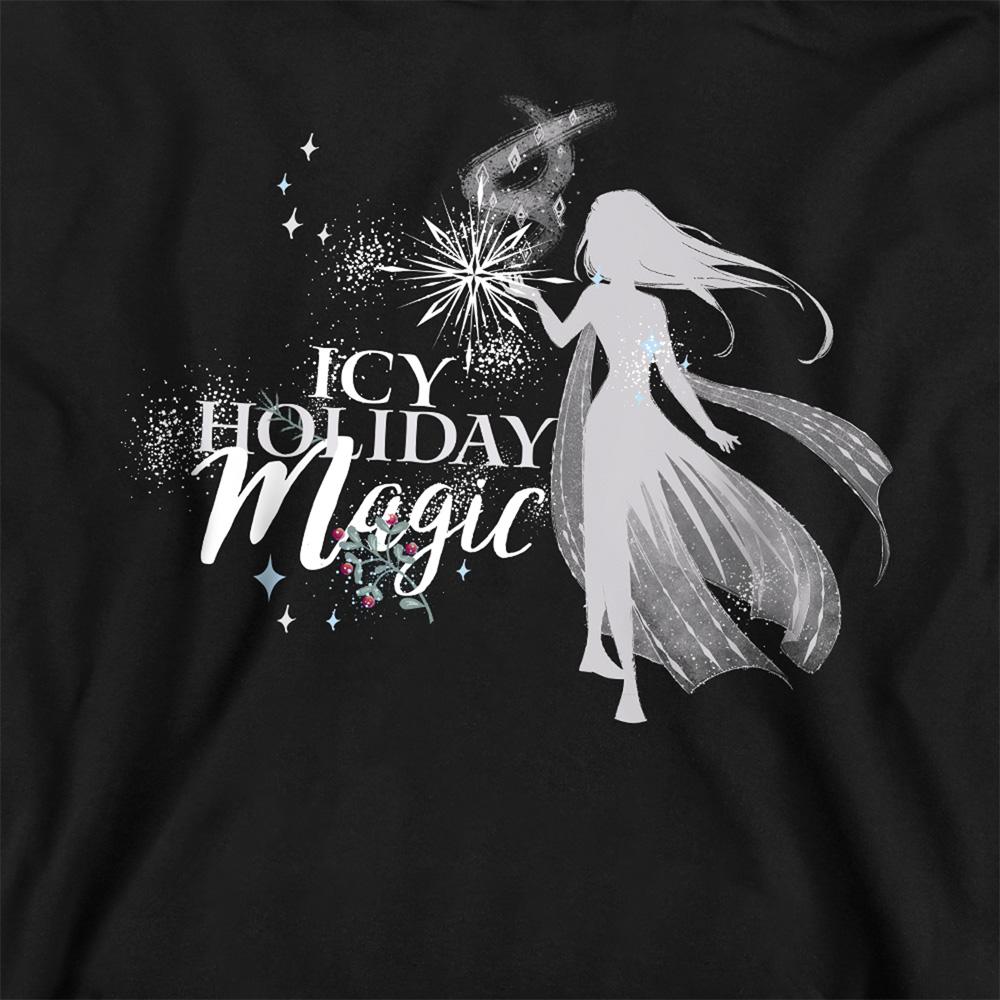 Black - Back - Frozen Childrens-Kids Icy Holiday Magic Elsa Christmas Pullover Hoodie