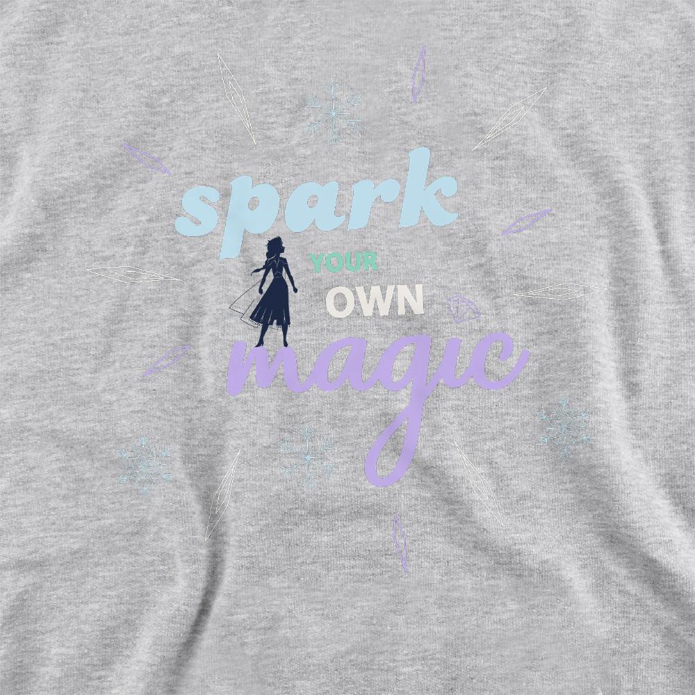 Athletic Heather - Back - Frozen Childrens-Kids Spark Your Own Magic Elsa Silhouette Heather Pullover Hoodie
