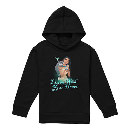 Navy - Front - Pocahontas Childrens-Kids Listen With Your Heart Hoodie