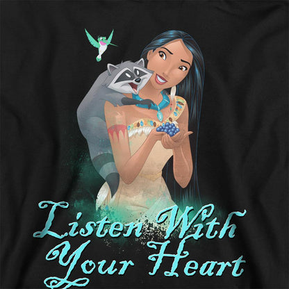 Navy - Back - Pocahontas Childrens-Kids Listen With Your Heart Hoodie