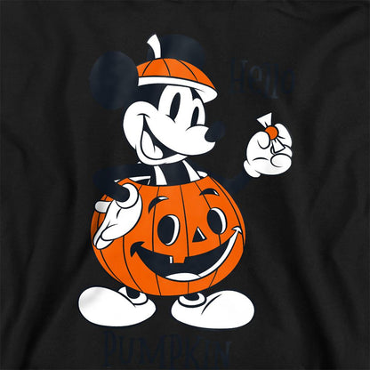 Black - Back - Disney Childrens-Kids Mickey Mouse Pumpkin Head Pullover Hoodie