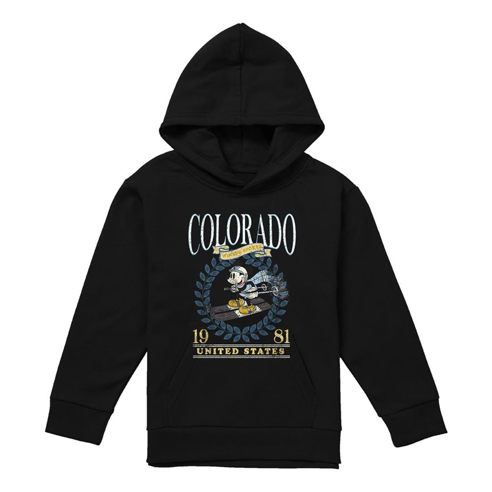 Navy - Front - Disney Childrens-Kids Colorado Mickey Mouse Skiing Pullover Hoodie