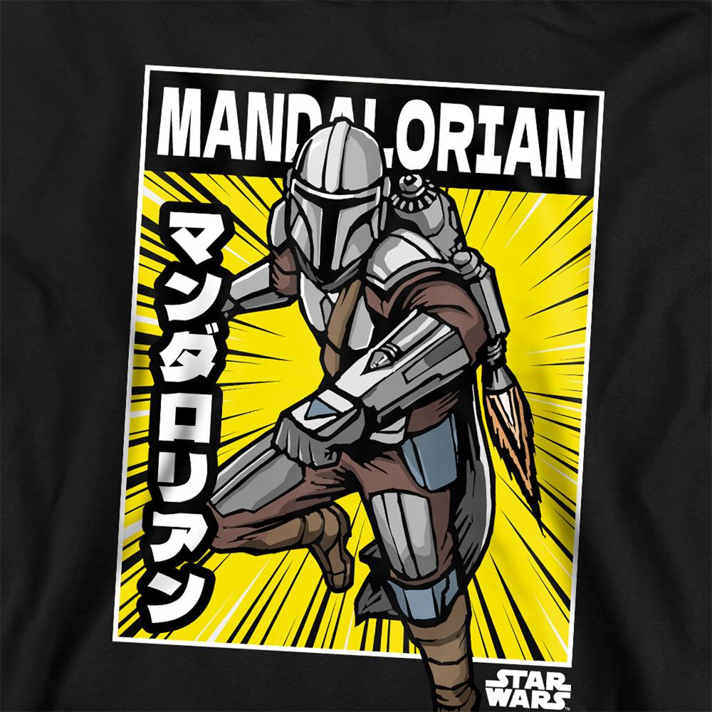 Black - Back - Star Wars The Mandalorian Childrens-Kids Comic Book Pose Hoodie