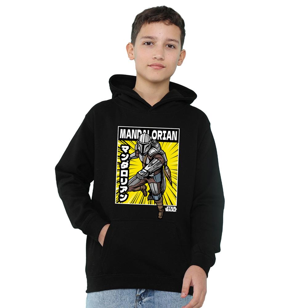 Black - Front - Star Wars The Mandalorian Childrens-Kids Comic Book Pose Hoodie