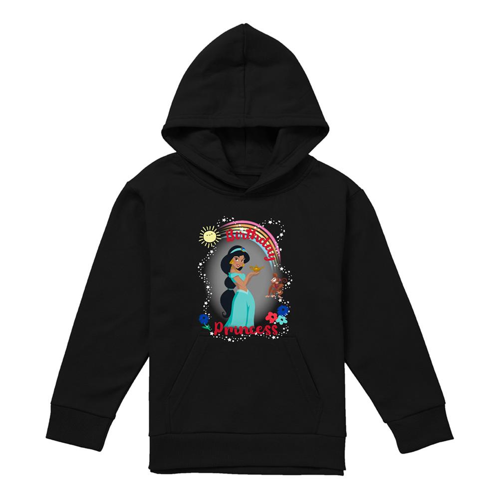 Navy - Front - Aladdin Childrens-Kids Birthday Princess Jasmine Abu Heather Hoodie
