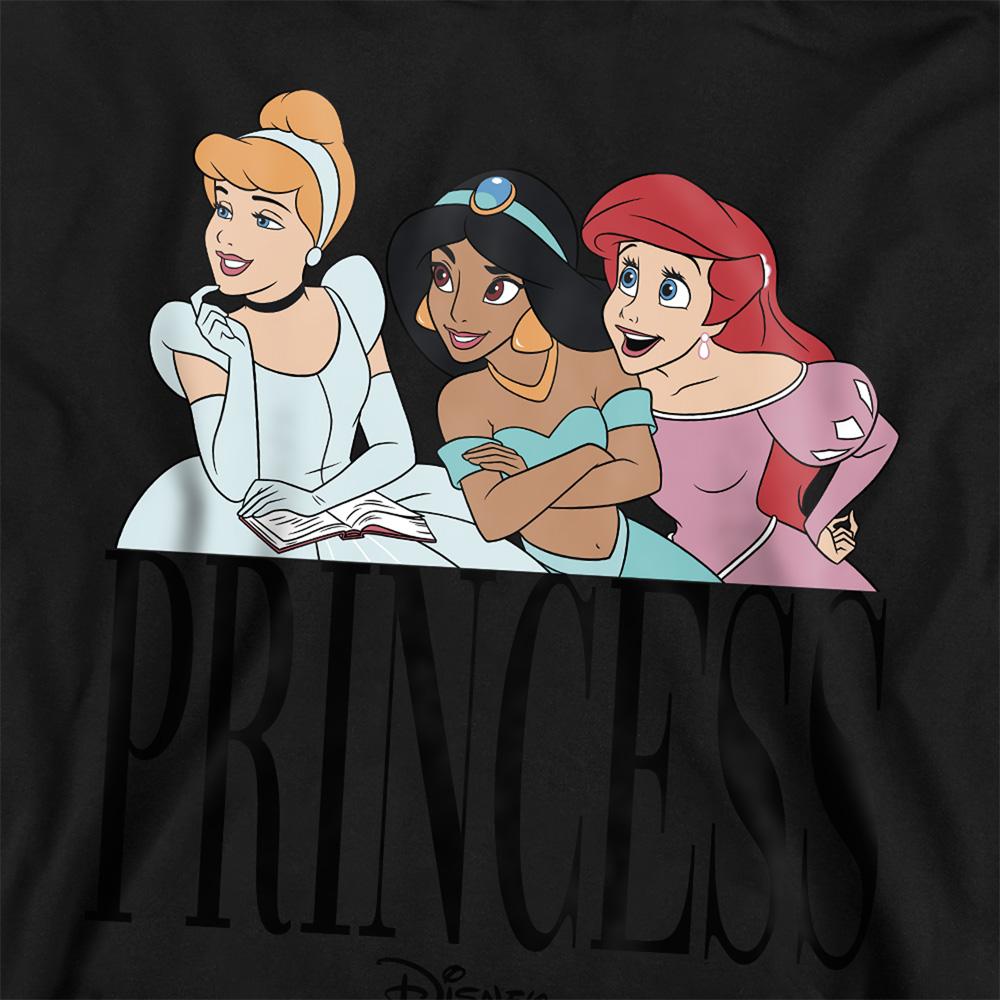 Black - Back - Disney Princess Childrens-Kids Trio Heather Hoodie