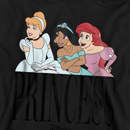 Black - Back - Disney Princess Childrens-Kids Trio Heather Hoodie