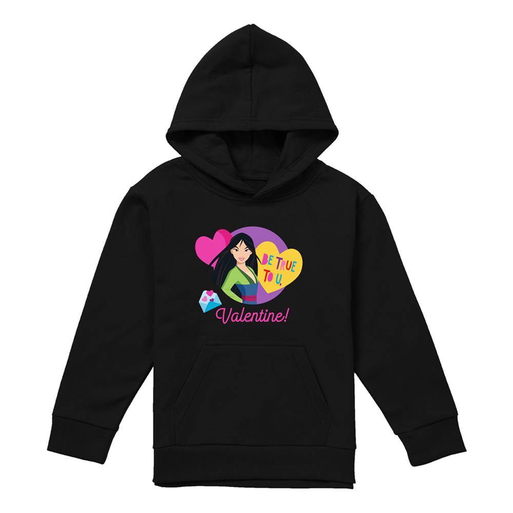 Navy - Front - Mulan Childrens-Kids Be True To You Heather Valentine`s Day Hoodie
