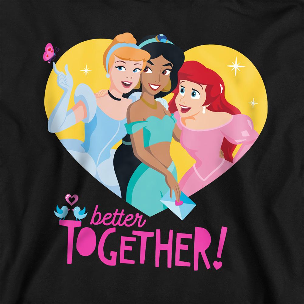 Black - Back - Disney Princess Childrens-Kids Better Together Heather Valentine`s Day Hoodie
