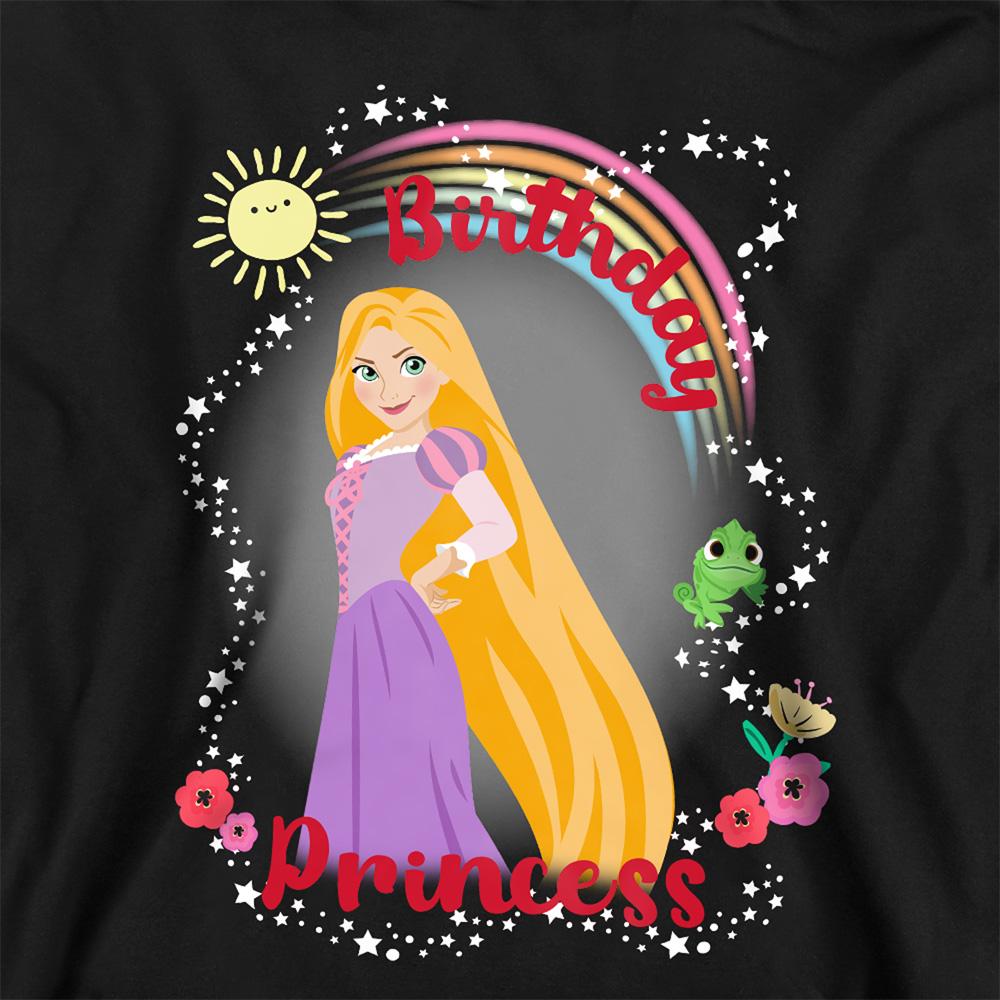 Black - Back - Tangled Childrens-Kids Birthday Princess Rapunzel Pascal Heather Hoodie