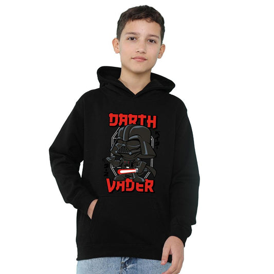 Black - Front - Star Wars Childrens-Kids Kawaii Darth Vader Hoodie