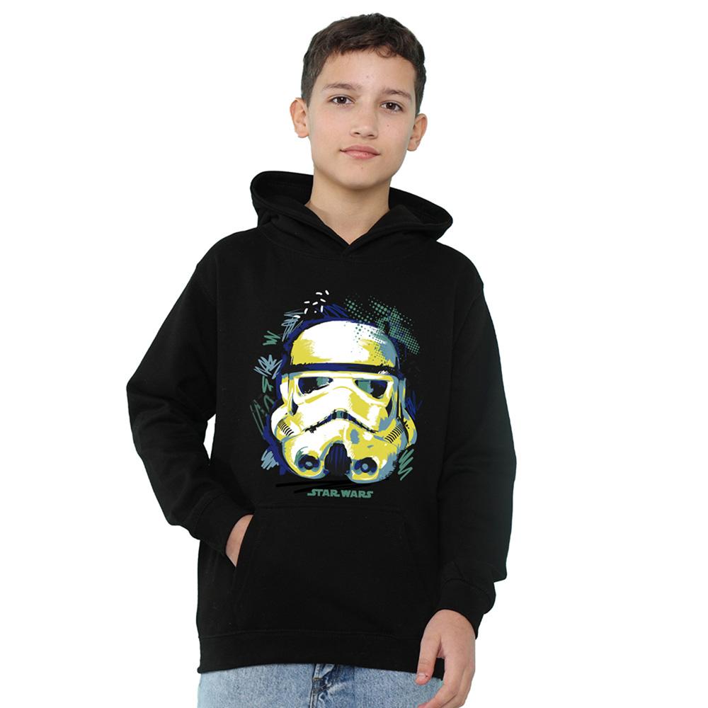 Navy - Front - Star Wars Childrens-Kids Trooper Sketch Hoodie