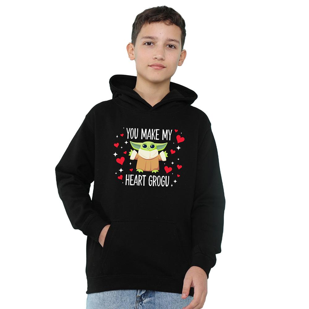 Black - Front - Star Wars Childrens-Kids You Make My Heart Grogu Hoodie
