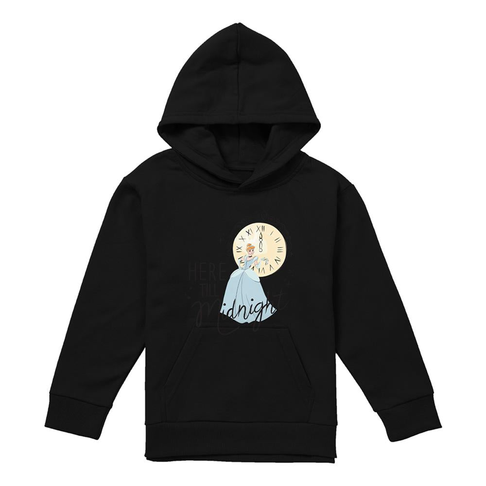 Black - Front - Cinderella Childrens-Kids Here Till Midnight New Years Eve Hoodie
